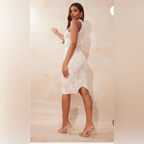 White Lace Crochet High Neck Midi Dress White Lace Crochet High Neck Midi Dress